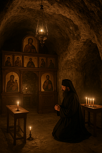 Μοναχικὴ προσευχὴ ἐν τῷ σπηλαίῳ